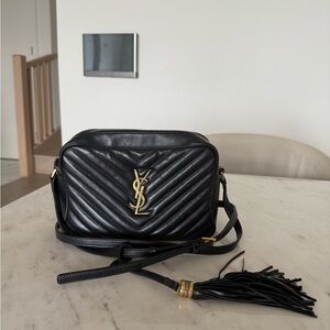 Yves Saint Laurent Black Chevron Crossbody Bag
